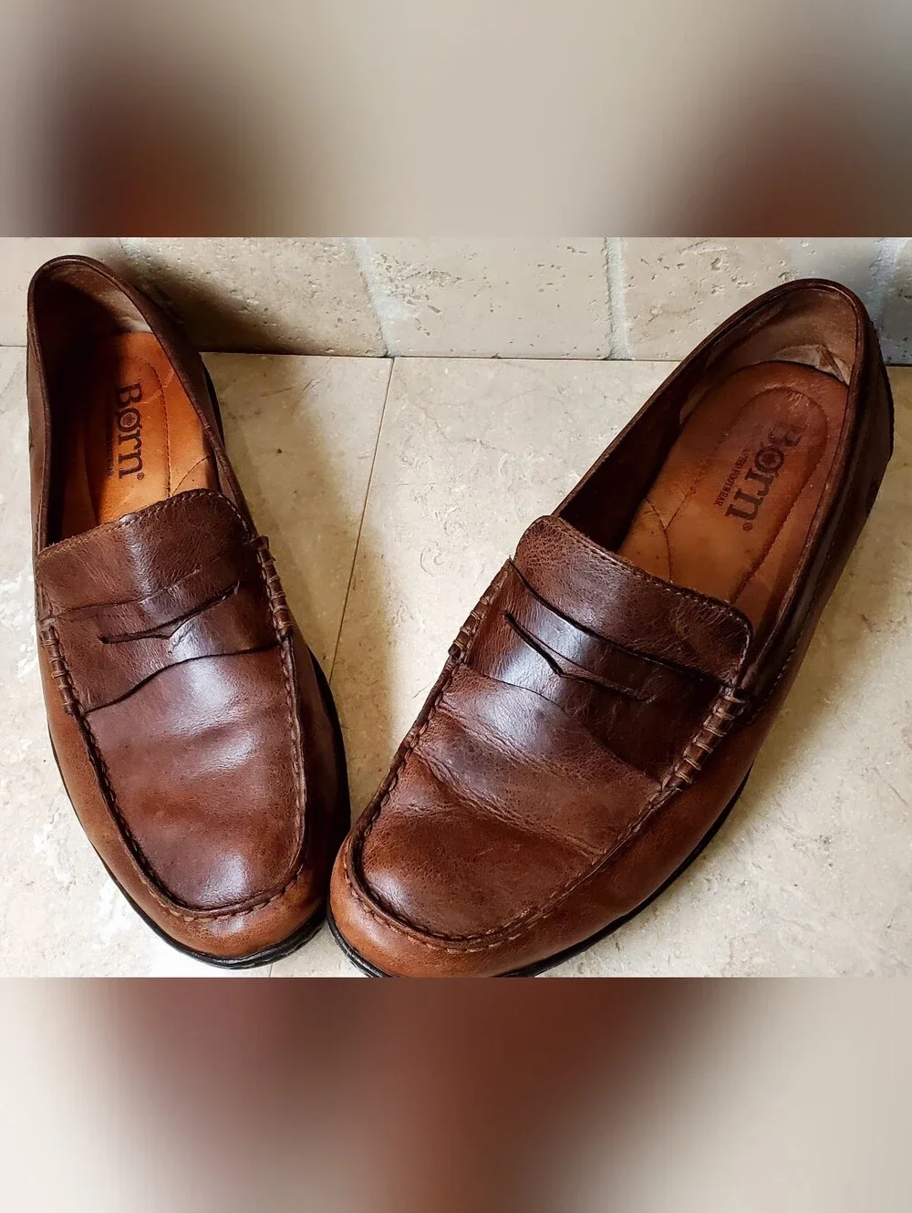 Born Men's Brown Leather Penny Loafers Size 10.5 M